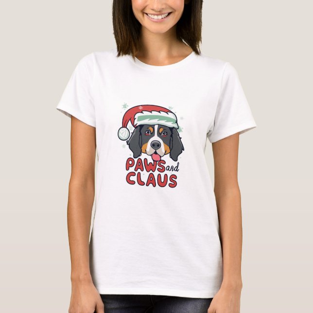 Camiseta Peixes e Claus - Cachorro Bernês de Natal (Frente)