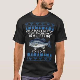 Camiseta Peixes Engraçados Dizendo Tricô Clássico de Invern