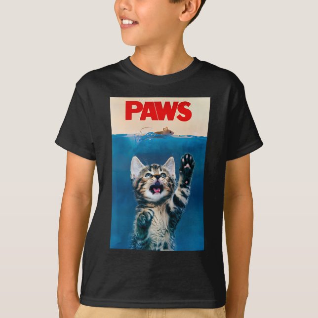 Camiseta Peixes Engraçados Gato Paródia Gato Presente Tubar (Frente)