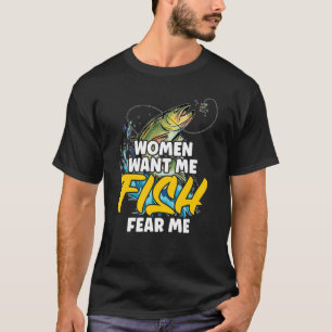 Camiseta Peixes Engraçados Me Temem Citação de Pesca Peixe