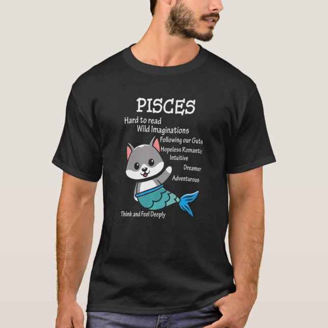 Camiseta Peixes Fatos Traça Wolf Zodiac Sinal Horoscope Ast (Frente)