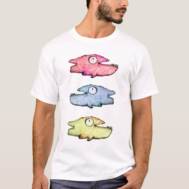 Camiseta Peixes felizes nadando coloridos (Frente)