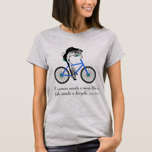 Camiseta Peixes feministas que montam uma bicicleta (com