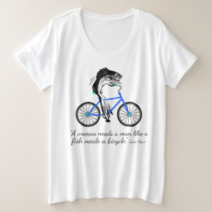 Camiseta Peixes feministas que montam uma bicicleta (com