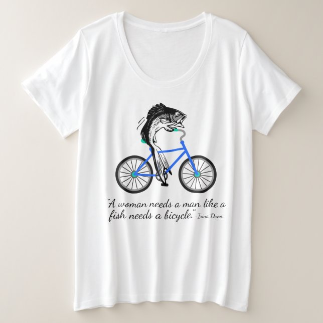 Camiseta Peixes feministas que montam uma bicicleta (com (Frente do Design)