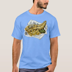 Camiseta Peixes Fritos Desenhados À Mão