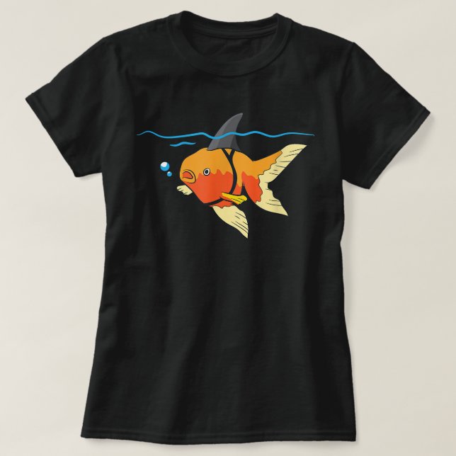 Camiseta Peixes-Goldfish Com Pano De Tubarão Criaturas Lega (Frente do Design)