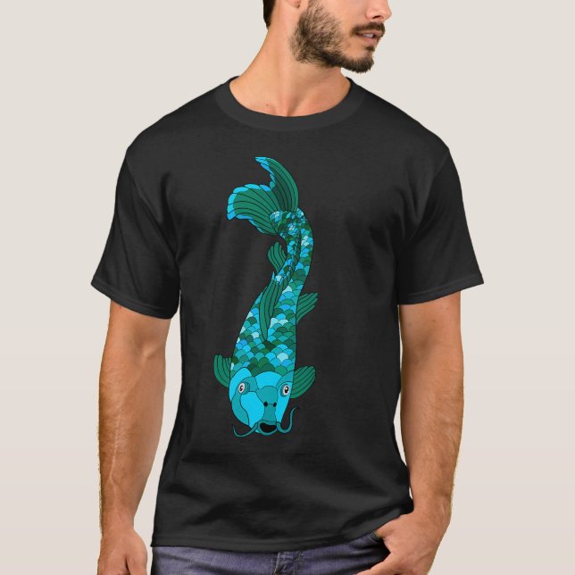 Camiseta Peixes Koi Azuis e Verdes (Frente)