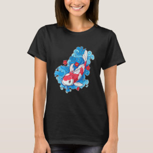 Camiseta Peixes Koi E Flores Japoneses