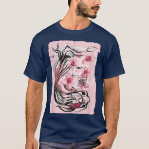 Camiseta Peixes Koi Flores Sakura