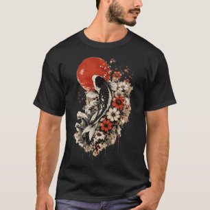 Camiseta Peixes Koi Japoneses & Estética Floral