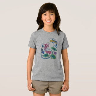 Camiseta Peixes Koi Japoneses Mandala de Lótus Estilo Tradi