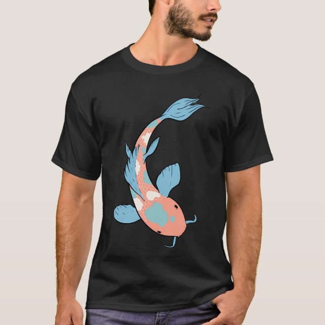Camiseta Peixes Koi Laranja e Azul (Frente)