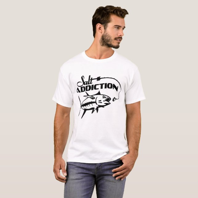 Camiseta Peixes longos da pesca de água salgada da luva do (Frente Completa)