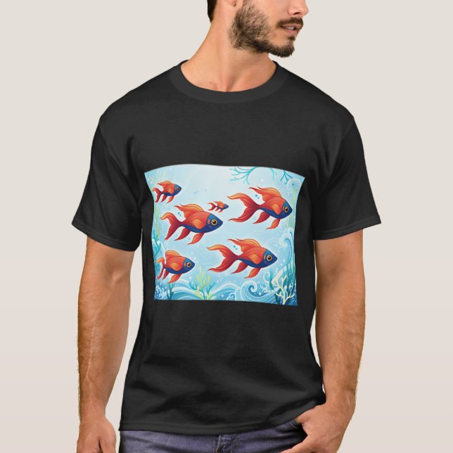 Camiseta Peixes luminosos no oceano (Frente)