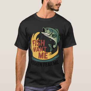 Camiseta Peixes Me Querem Mulheres Me Temem Pesca Divertida
