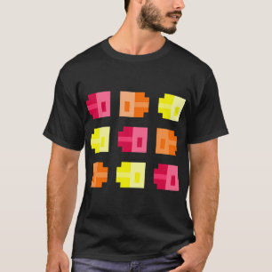 Camiseta Peixes Minúsculos em Pixel, Vermelho Laranja Amare