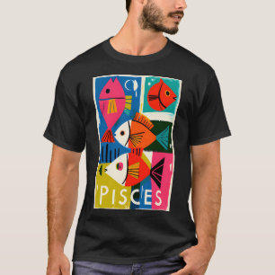 Camiseta Peixes Nandando Através da Luz das Estrelas Zodíac