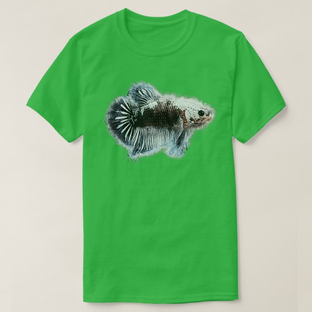 Camiseta Peixes negros que lutam contra o Samurai (Frente do Design)