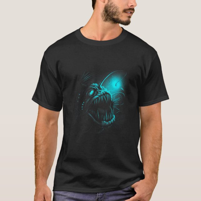 Camiseta Peixes-Pescadores Criaturas do Mar Profundo Peixe  (Frente)