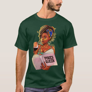 Camiseta Peixes Rainha Afro Bloqueia Rapariga Zodíaca Sinal