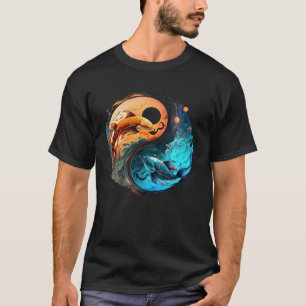 Camiseta Peixes Símbolo Yin Yang Símbolo Zodiac