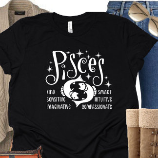 Camiseta Peixes Sinal de Zodíaco Traços de Personalidade do