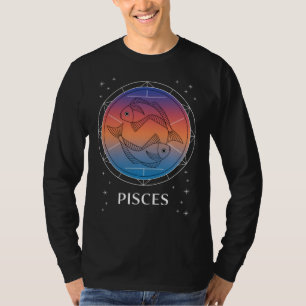 Camiseta Peixes Sonham Peixes Celestiais Coloridos Zodiac