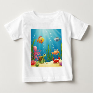 Camiseta Peixes Submarinos Coloridos Tartaruga De Caranguej