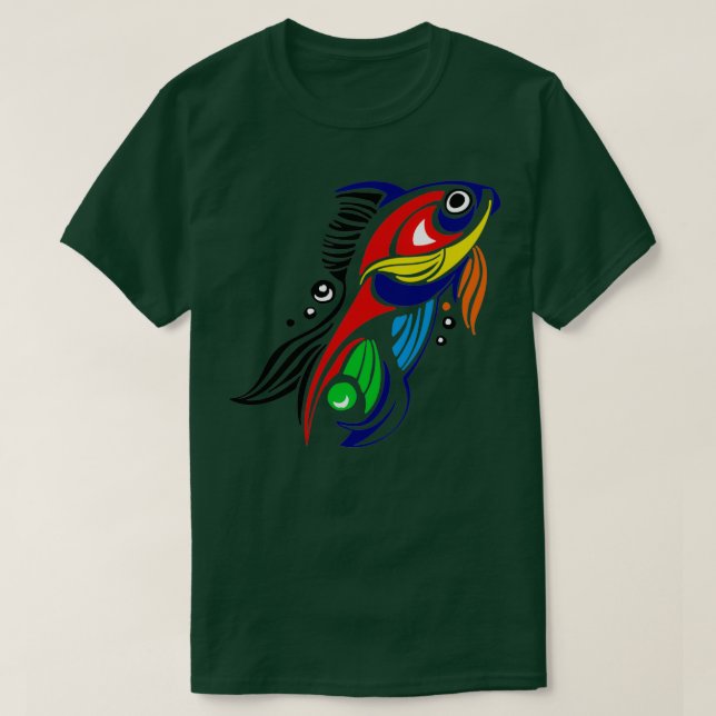 Camiseta Peixes Tropicais abstrato (Frente do Design)