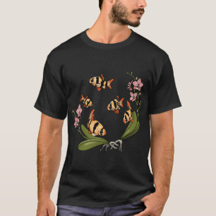 Camiseta Peixes Tropicais, barbos-tigre e orquídeas