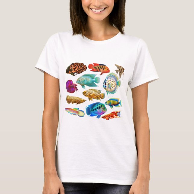 Camiseta Peixes tropicais coloridos (Frente)
