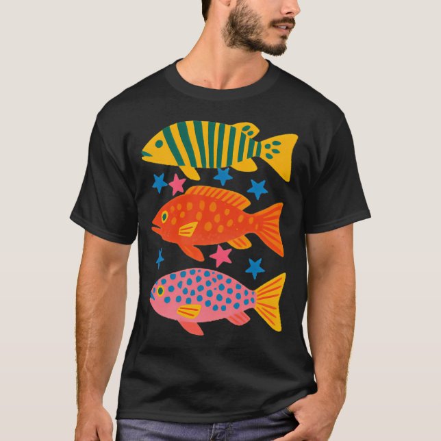 Camiseta Peixes Tropicais Coloridos (Frente)
