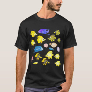 Camiseta Peixes Tropicais Coloridos Aquarela