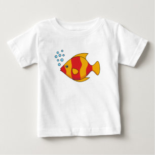 Camiseta Peixes Tropicais de Laranja Vermelho