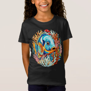 Camiseta Peixes Tropicais Vibrações Coloridas de Verão