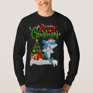 Camiseta Peixes-Tubarão Decorrem Papais noeis Shark Christm