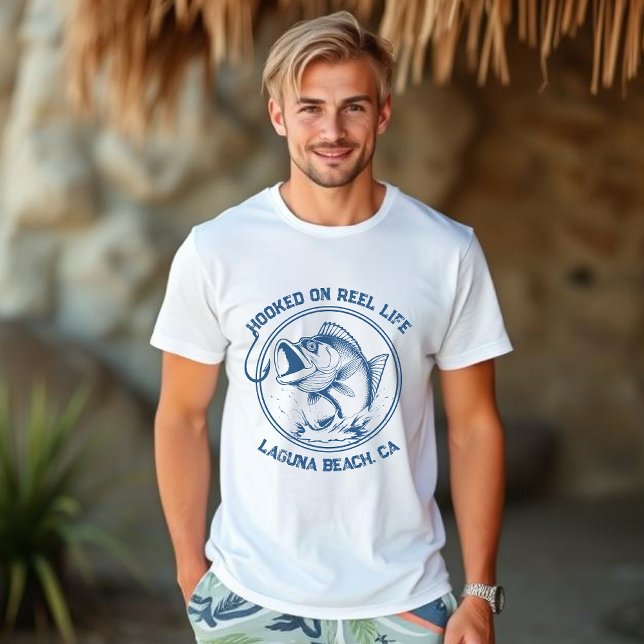 Camiseta Peixes viciados em vida real (Bass Fish Hooked on Reel Life T shirt Summer T shirt for men, Fisherman Core, Fishing, Angler)
