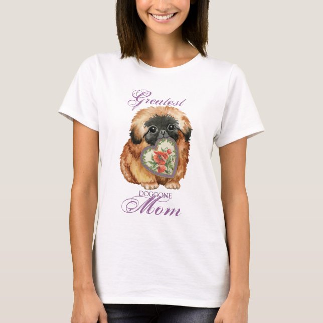 Camiseta Pekingese Heart Mãe (Frente)