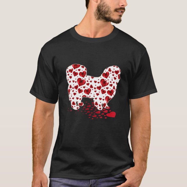Camiseta Pekingese Hearts Dia de os namorados Yorkie Dog Lo (Frente)