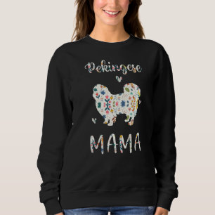 Camiseta Pekingese Mama Floral Dog Mãe Amor