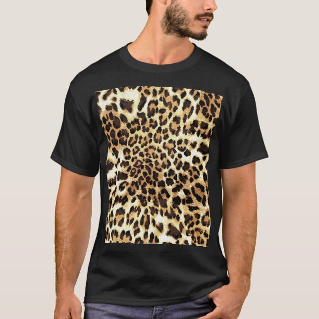 Camiseta Pele-leopardo, design de padrão uniforme. (Frente)