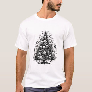 Camiseta Peles e ossos de árvores de Natal pretas