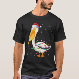 Camiseta Pelican Bird Xmas Lighting Santa Hat Pelican Chris