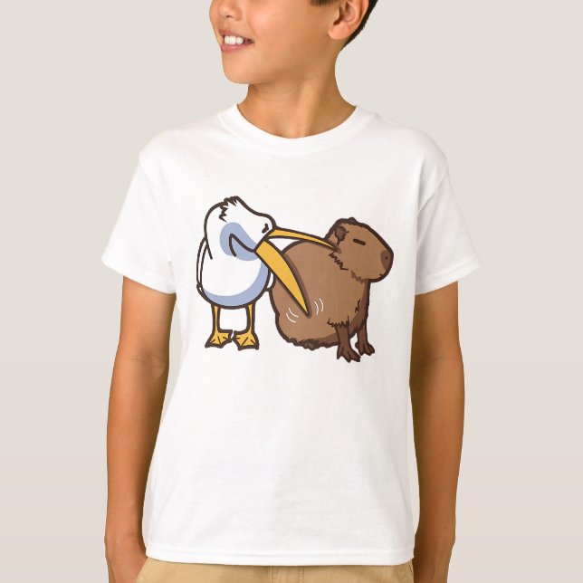 Camiseta Pelican tenta comer Capybara Funny Meme (Frente)