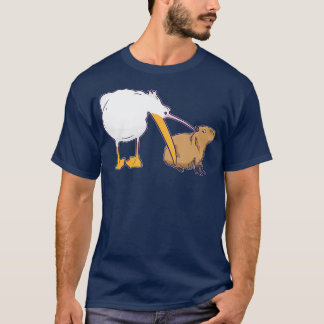 Camiseta Pelican Tries to Eat Capybara Funny Cute Kawaii
