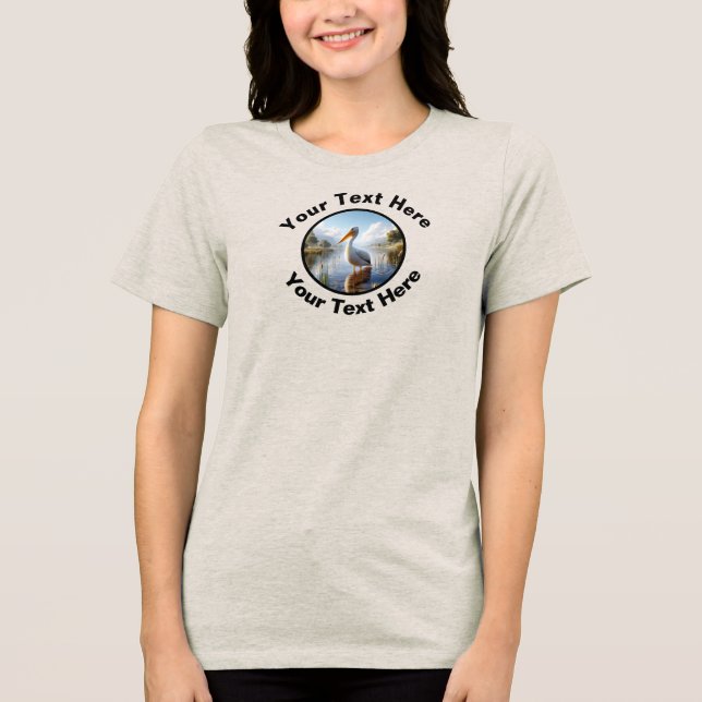 Camiseta Pelicano branco americano com texto personalizado (Frente)