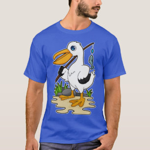 Camiseta Pelicano como pescador com lata de pesca