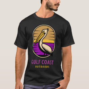 Camiseta Pelicano da Costa do Golfo Pôr do Sol Costeiro