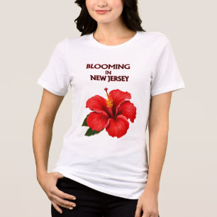 CAMISETA PELO AMOR DO HIBISCO VERMELHO FLORAL MULHERES BRAN